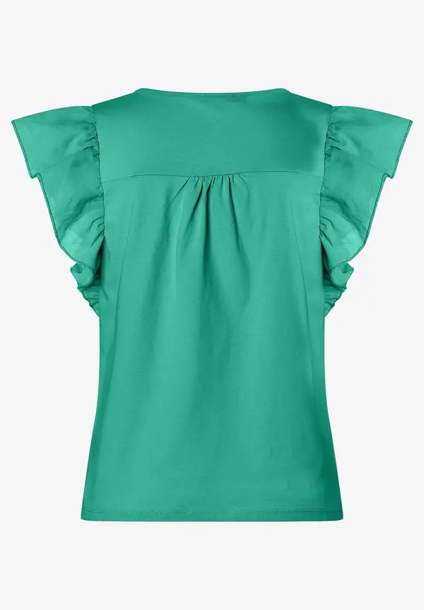More & More Shirt mit Volantärmeln, summergarden green, Sommer-Kollektion Online Outlet