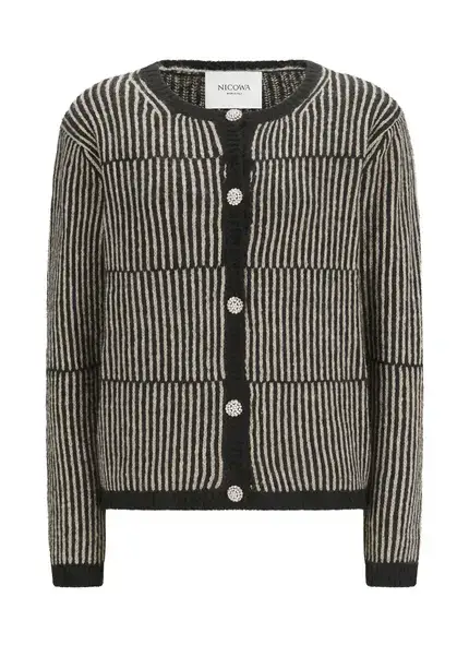 Nicowa Striped Cardigan SINOWA in BLACKarticle number NC8A22102019E-002 Nicowa Striped Cardigan SINOWA in BLACKarticle number NC8A22102019E-002