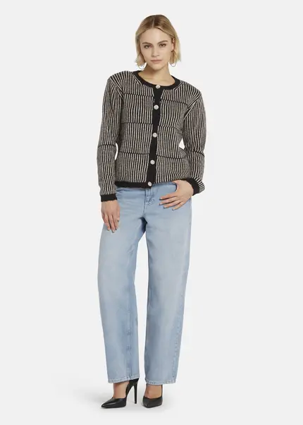 Nicowa Striped Cardigan SINOWA in BLACKarticle number NC8A22102019E-002 Clearance-Verkauf