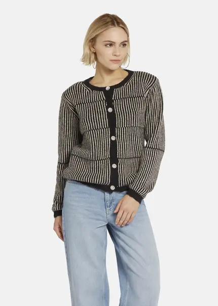 Nicowa Striped Cardigan SINOWA in BLACKarticle number NC8A22102019E-002 Clearance-Verkauf