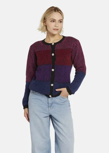 Nicowa Striped Cardigan SINOWA in BLACK MULTICOLORarticle number NC8A22101019E-002 Kostenloser Versand international
