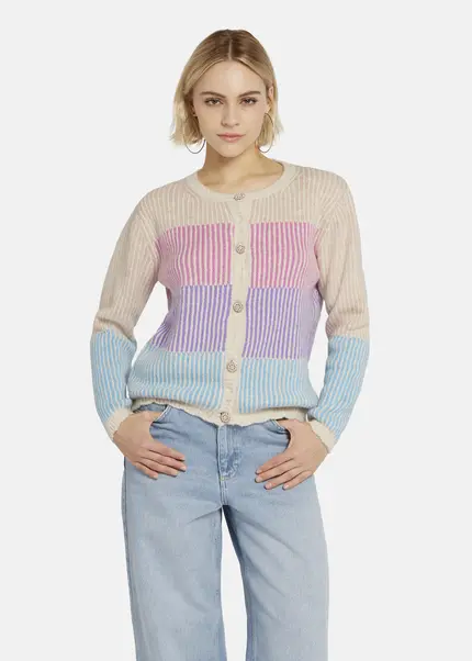 Nicowa Striped Cardigan SINOWA in CREAM MULTICOLORarticle number NC8A22101012E-072 zollfrei