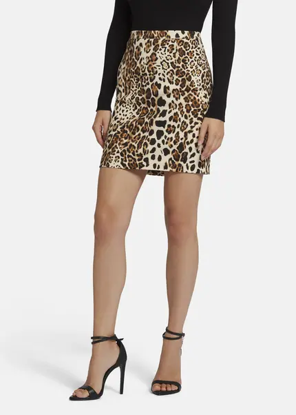 Nicowa Leo twill sheath skirt - TRECAWI in BLACK LEOarticle number NC9A22403017E-151 Online