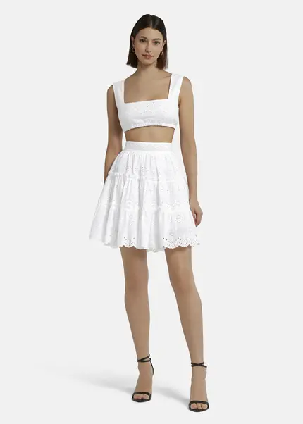 Nicowa Embroidered ruffle skirt - RALICINO in WHITEarticle number NC9A12601011E-004 Auslauf