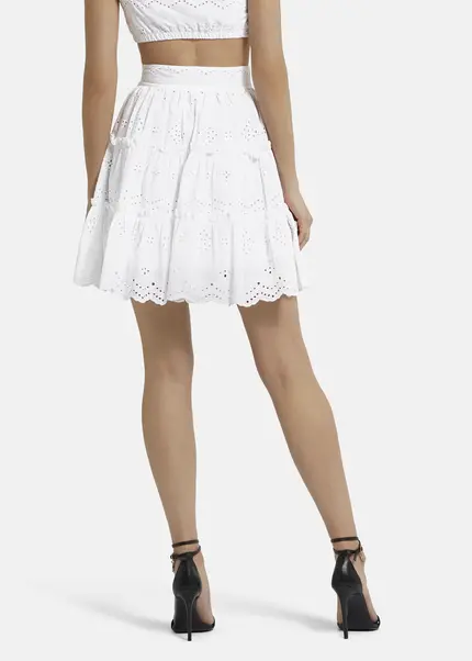 Nicowa Embroidered ruffle skirt - RALICINO in WHITEarticle number NC9A12601011E-004 Auslauf
