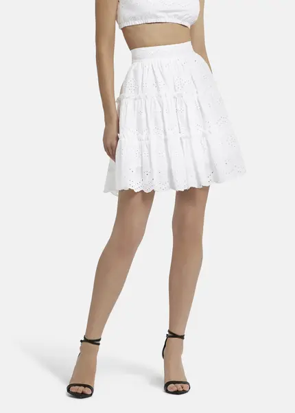 Nicowa Embroidered ruffle skirt - RALICINO in WHITEarticle number NC9A12601011E-004 Auslauf