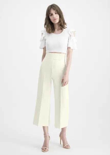 Nicowa Twill culottes with creases – CORADUE in WHITEarticle number NC7A12018011E-004 Fabrikverkauf