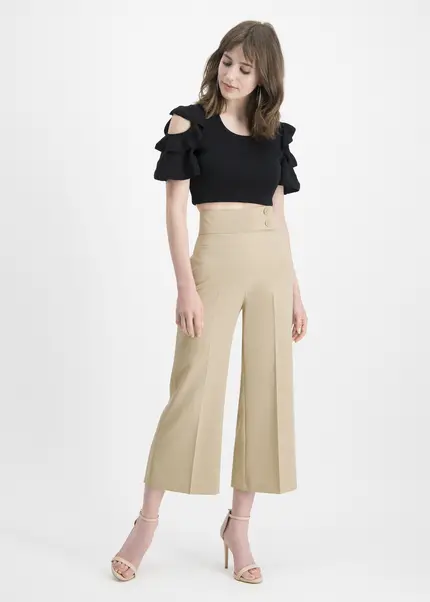 Nicowa Twill culottes with creases – CORADUE in BEIGEarticle number NC7A12016011E-138 Meist gekauft