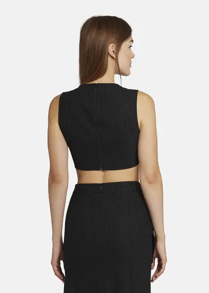 Nicowa Cropped Pinstripe Twill Top - LOWICA in BLACK PINSTRIPEarticle number NC9A24007019E-002 Rabatt
