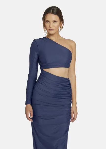 Nicowa Draped One Shoulder Evening Dress - AMOWI in MIDNIGHT BLUEarticle number NC9A24008035E-035 Heißer Verkauf
