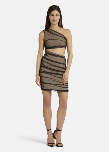 Nicowa Asymmetrical mini dress in mesh - AWITO in Blackarticle number NC9A1401319E-002 Kauf eins, bekomm eins gratis