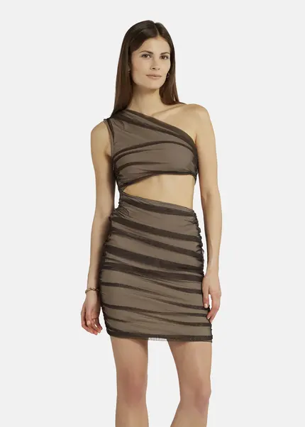 Nicowa Asymmetrical mini dress in mesh - AWITO in Blackarticle number NC9A1401319E-002 Kauf eins, bekomm eins gratis