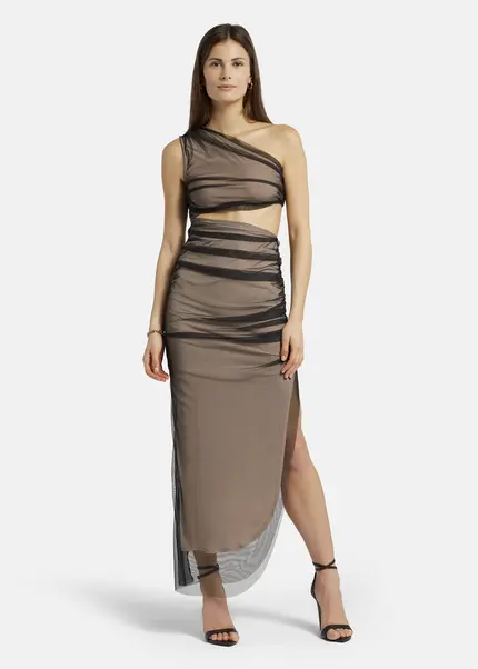 Nicowa Asymmetrical mesh dress - AWITO MAXI in Blackarticle number NC9A1401119E-002 Sonderangebote