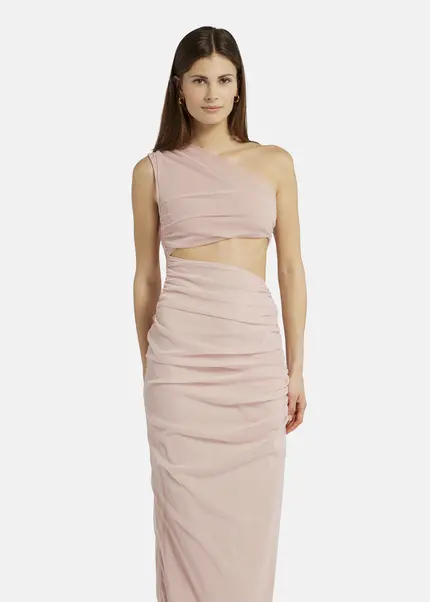 Nicowa Asymmetrical mesh dress - AWITO MAXI in Rosaarticle number NC9A1401224E-137 Riesige Ersparnisse
