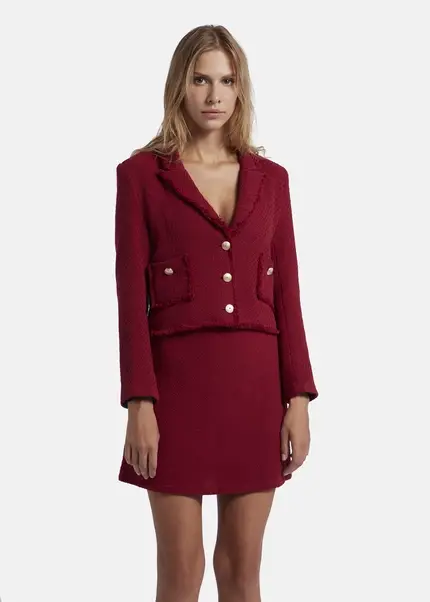 Nicowa Cropped blazer made of bouclé BAGIWO in dark berryarticle number NC8A22505034E-011 Bis zu 55% Rabatt