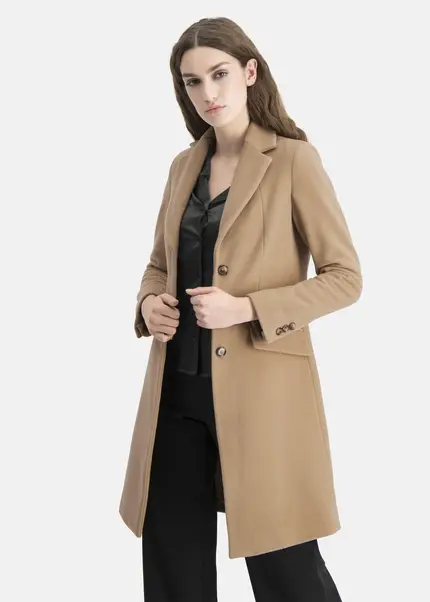 Nicowa Wool coat with faux flap pockets – KAMOWA in CAMELarticle number NC5A52004022E-101 Kostenloser Versand international