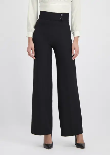 Nicowa Elegant COREANA high-waisted trousers with wide leg in BLACKarticle number NC3A02016029E-002 Begrenzt auf 3 Tage