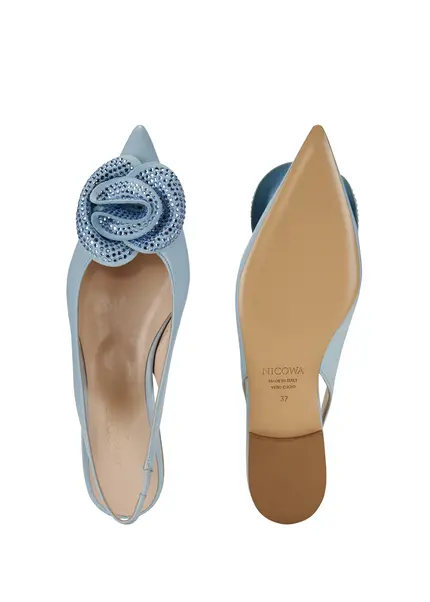 Nicowa Flower-adorned slingback ballerinas FLORWIA in LIGHT BLUEarticle number NC9A12703025E-025 Black Friday Preise