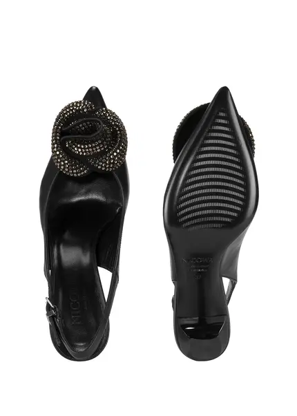 Nicowa Flower-adorned slingback pumps FLONAWIA in BLACKarticle number NC9A12702019E-002 Im Verkauf