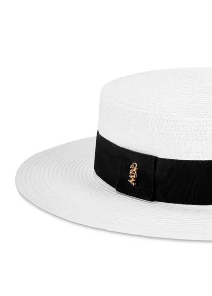 Nicowa Classic boater hat with band MONTANIO in WHITEarticle number NC9A11601011E-004 Großer Ausverkauf