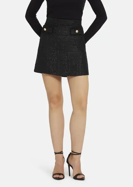 Nicowa Bouclé skirt with lamé effect BRUNAWI in BLACK LAMÉarticle number NC8A22506019E-002 Letzte 3 Tage