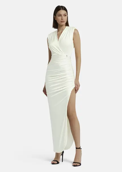 Nicowa Draped maxi dress in jersey - MICATE in WHITEarticle number NC9A1401611E-004 Letzte 2 Tage