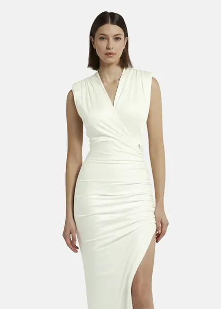 Nicowa Draped maxi dress in jersey - MICATE in WHITEarticle number NC9A1401611E-004 Letzte 2 Tage