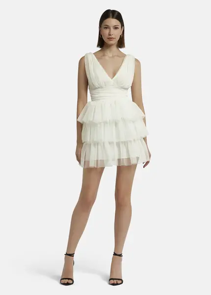 Nicowa Tulle mini dress - STELLOWA in whitearticle number NC9A1400411E-004 Bis zu 65% Rabatt