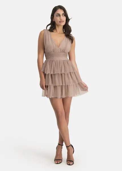 Nicowa Tulle mini dress - STELLOWA in BEIGEarticle number NC7A12029032E-138 Bis zu 55% Rabatt