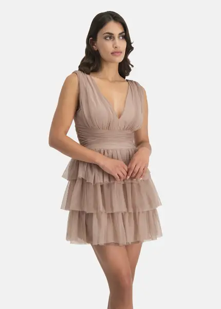 Nicowa Tulle mini dress - STELLOWA in BEIGEarticle number NC7A12029032E-138 Bis zu 55% Rabatt