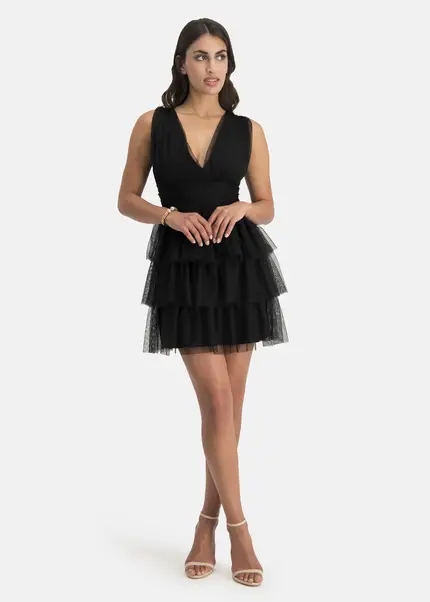 Nicowa Tulle mini dress - STELLOWA in BLACKarticle number NC7A12028019E-002 Discount Store für neue Produkte