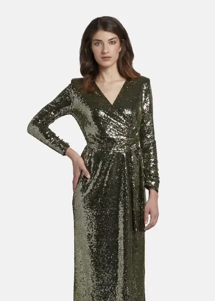Nicowa Maxi sequin wrap dress - MILOWA in GOLDarticle number NC8A22011023E-131 50% Rabatt mit kostenlosem Versand