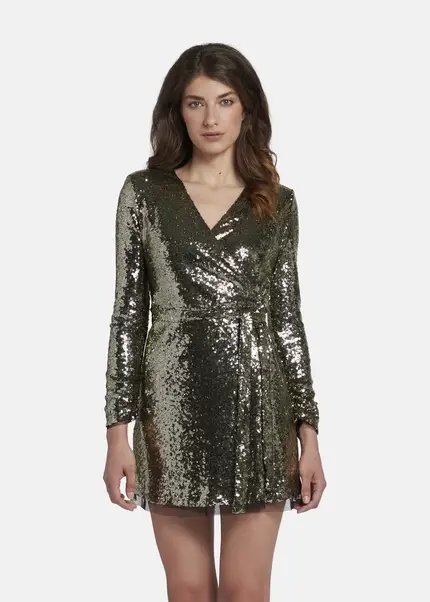Nicowa Mini sequin wrap dress - MILOWA in GOLDarticle number NC8A22010023E-131 Clearance-Verkauf