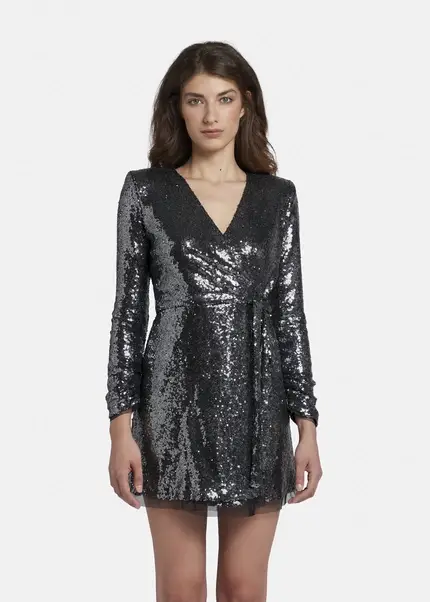 Nicowa Mini sequin wrap dress - MILOWA in SILVERarticle number NC8A22009031E-088 Kostenloser Versand international