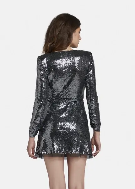 Nicowa Mini sequin wrap dress - MILOWA in SILVERarticle number NC8A22009031E-088 Kostenloser Versand international