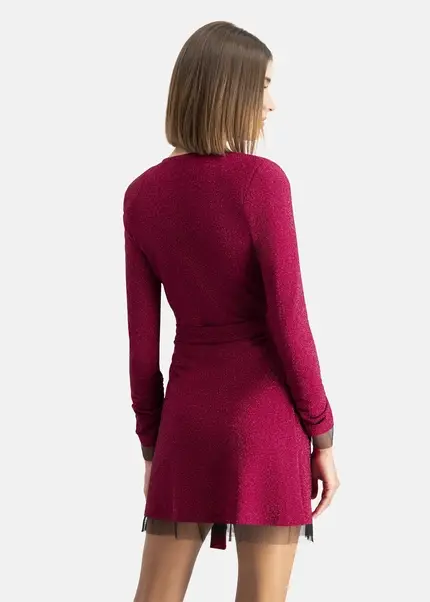 Nicowa Mini wrap dress in lamé- MILOWA in PINKarticle number NC7A24038044E-139 Fabrikladen