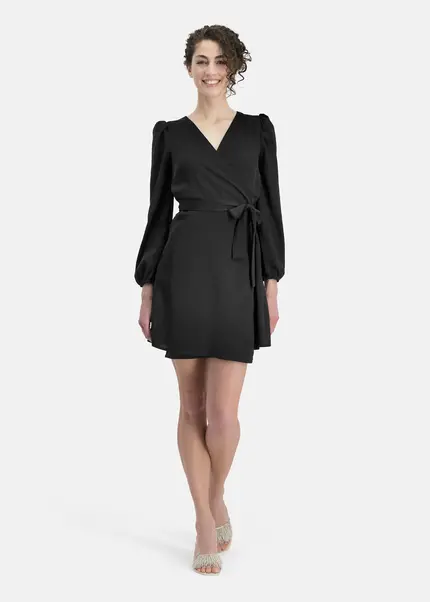 Nicowa Elegant wrap dress with plain fabric – VEROWA in BLACKarticle number NC6A24009019E-002 Im Verkauf