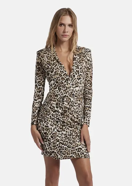 Nicowa Draped mini dress - MICIMA in BLACK LEOarticle number NC8A22008017E-151 50% Rabatt für begrenzte Zeit