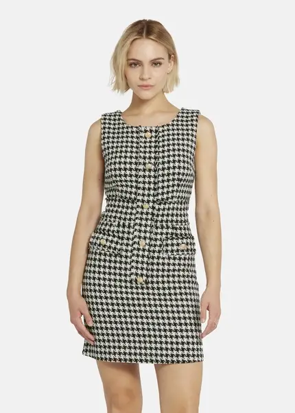Nicowa Short bouclé dress CHIMORA in BLACK MULTICOLORarticle number NC8A22503019E-002 Fabrik Onlineshop