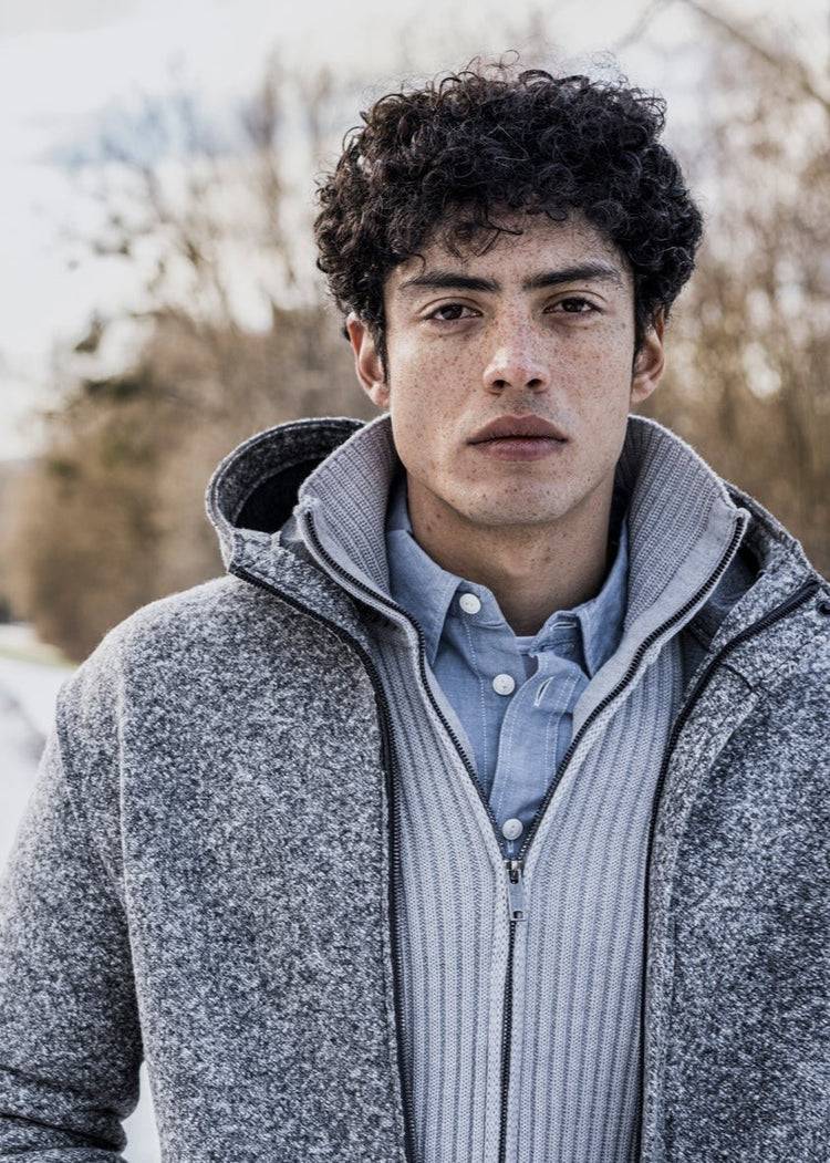 Phil Petter Zippjacke aus Merinowolle, breiter Ripp-Strick Osterangebot