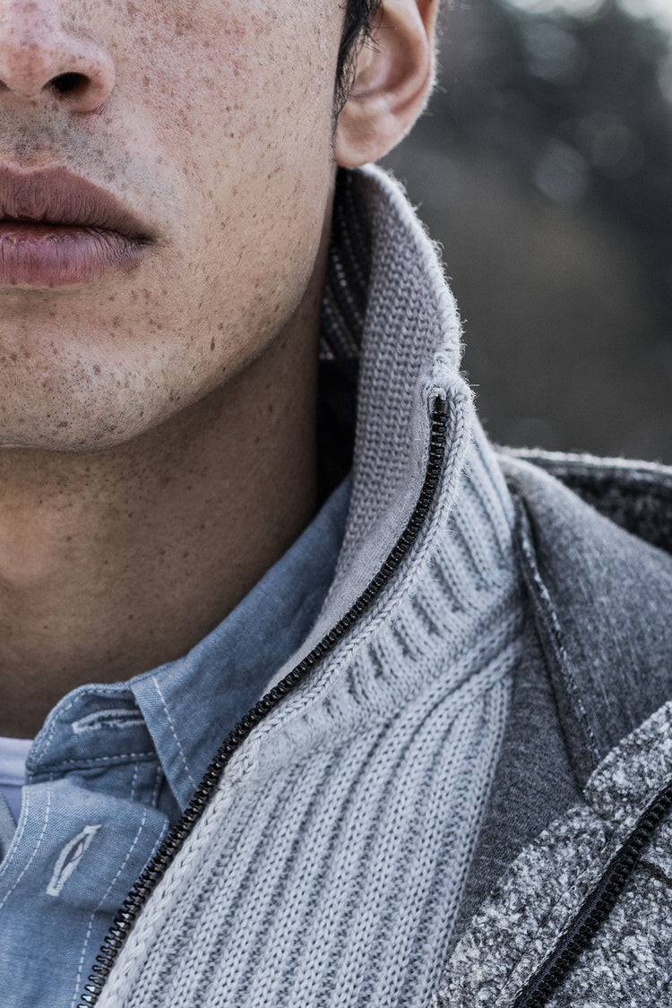 Phil Petter Zippjacke aus Merinowolle, breiter Ripp-Strick Osterangebot