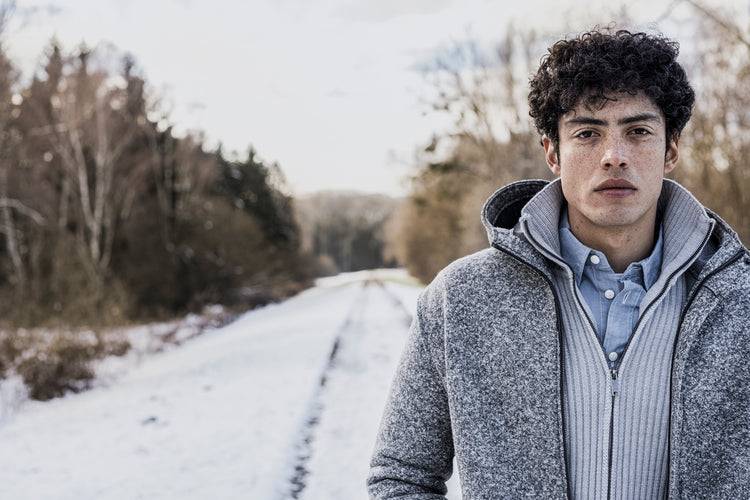 Phil Petter Zippjacke aus Merinowolle, breiter Ripp-Strick Osterangebot