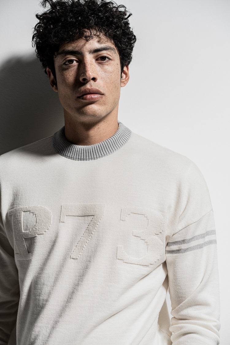 Phil Petter Rundhals-Pullover aus Merinowolle, P73 Logo Neueste Stile