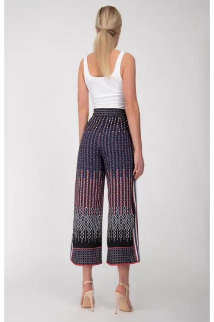 Recover Pants Weichfließende Sommerhose in marine/rot/weiß/braun Artikelnummer REC-13010-3921-430 Blitzangebot
