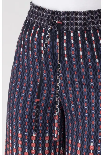 Recover Pants Weichfließende Sommerhose in marine/rot/weiß/braun Artikelnummer REC-13010-3921-430 Blitzangebot