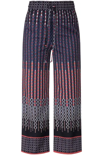Recover Pants Weichfließende Sommerhose in marine/rot/weiß/braun Artikelnummer REC-13010-3921-430 Blitzangebot
