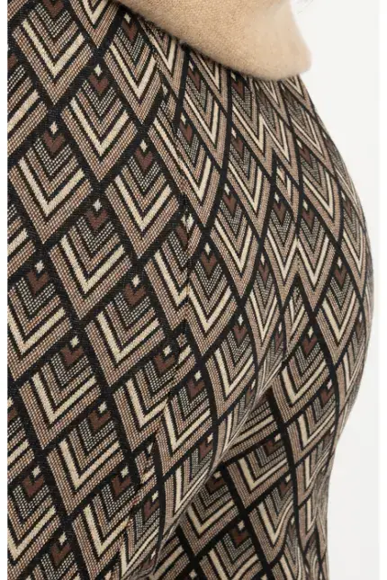 Recover Pants Jacquard-Strickhose Jasmin in SCHWARZ/ BRAUN/ BEIGE Artikelnummer REC-13409-4322-962 Kostenloser Versand international