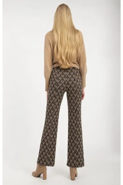 Recover Pants Jacquard-Strickhose Jasmin in SCHWARZ/ BRAUN/ BEIGE Artikelnummer REC-13409-4322-962 Kostenloser Versand international