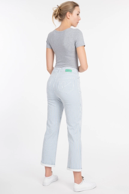 Recover Pants Frieda, Straght-Fit Hose in STREIFEN ECRU/ BLAU Artikelnummer REC-13395-4149-400 Begrenzt auf 3 Tage