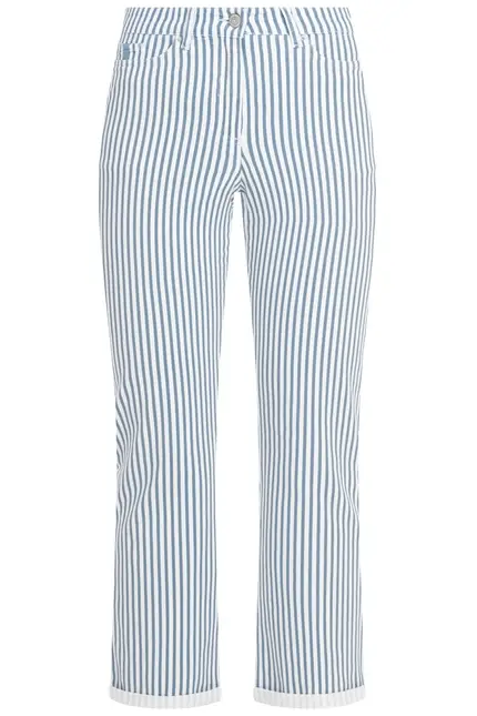 Recover Pants Frieda, Straght-Fit Hose in STREIFEN ECRU/ BLAU Artikelnummer REC-13395-4149-400 Begrenzt auf 3 Tage